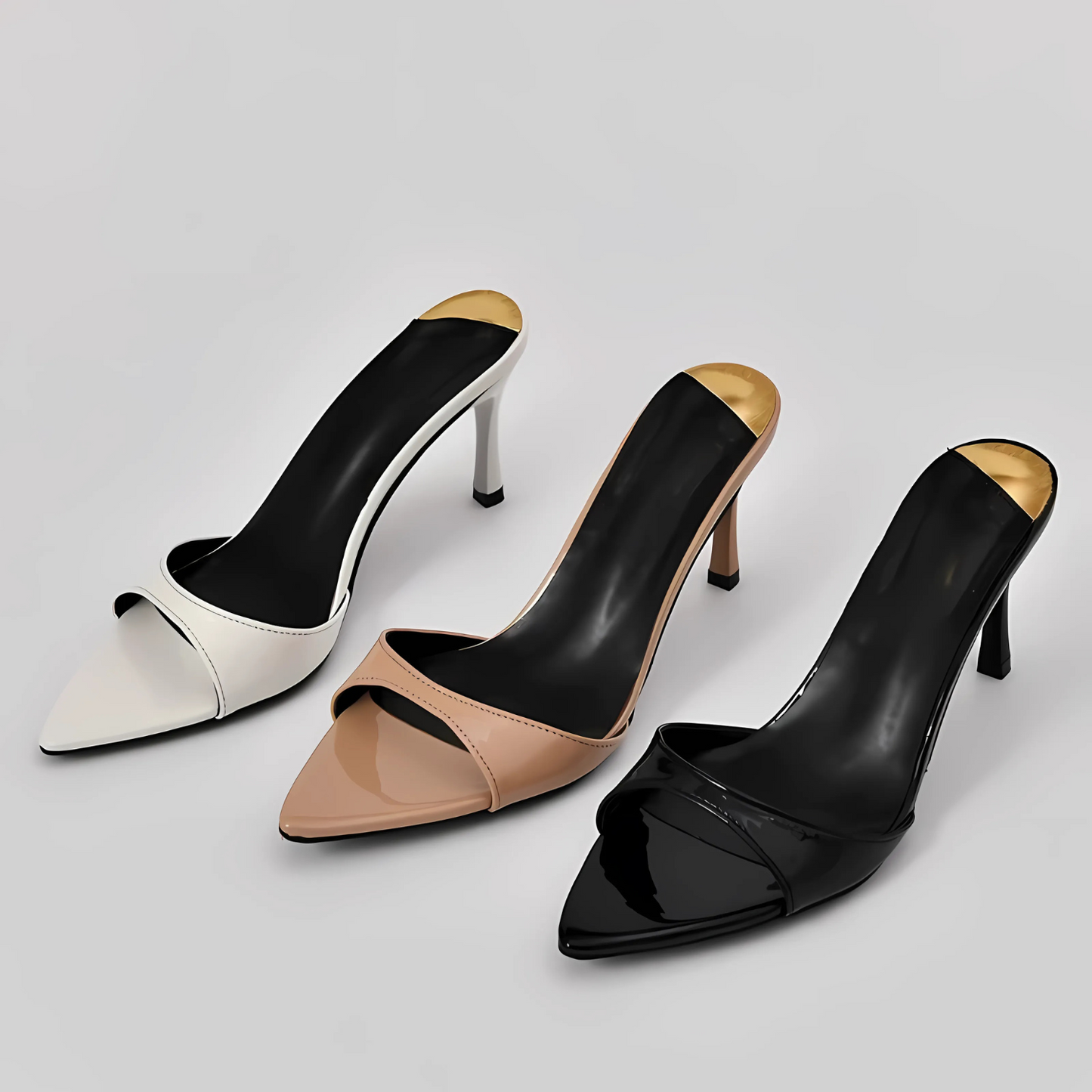 Celestia – Mules pointues en PU verni