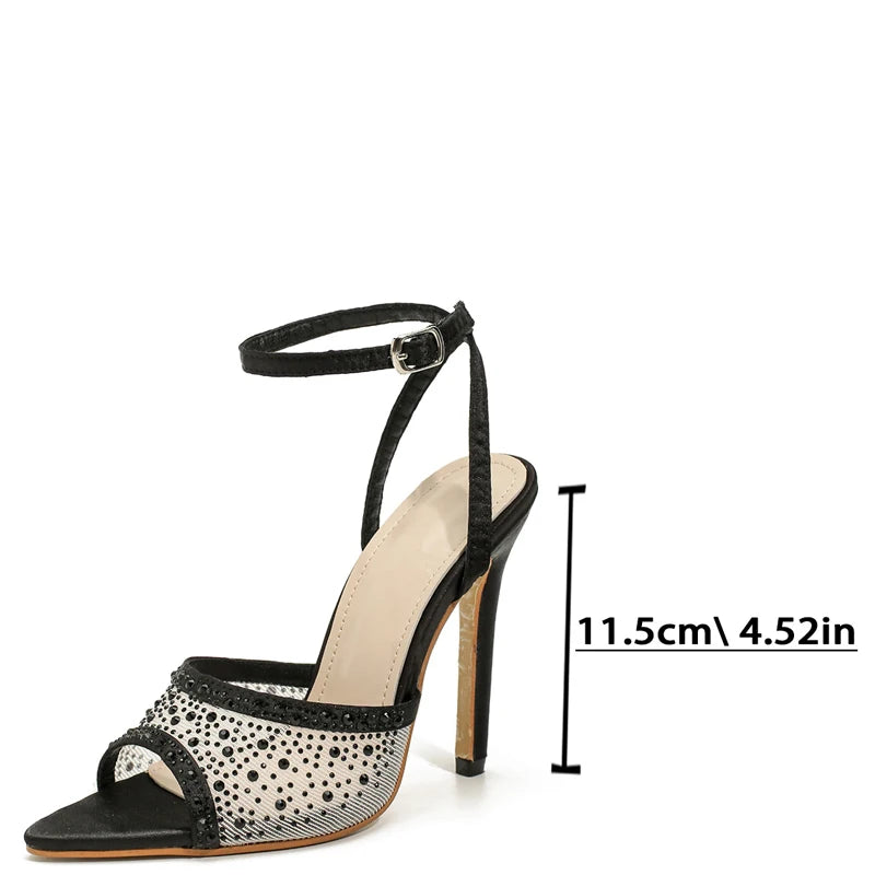 Ariana – Sandales à Talons Cristal & Bride Cheville
