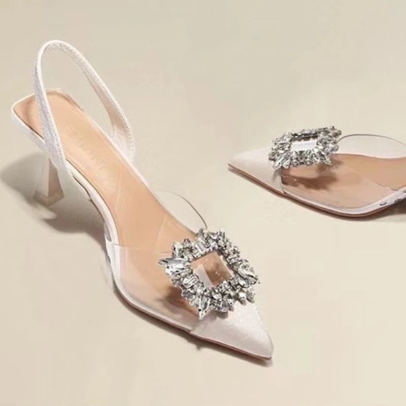 Celestia – Slingbacks en PVC cristal avec broche scintillante
