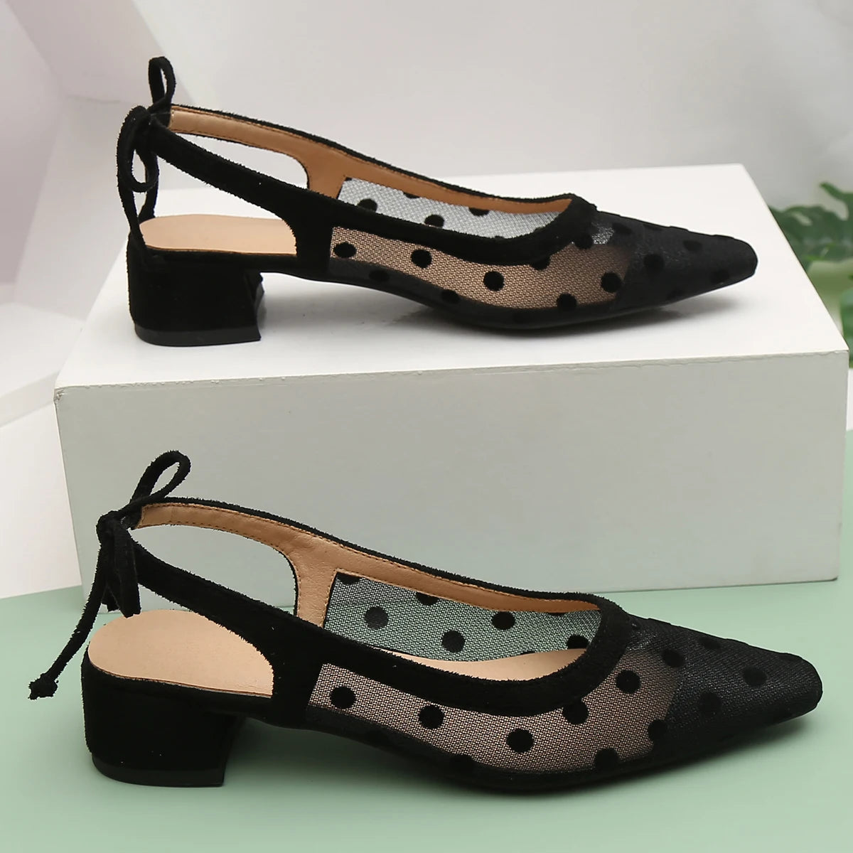Polina – Slingbacks à Pois en Tulle