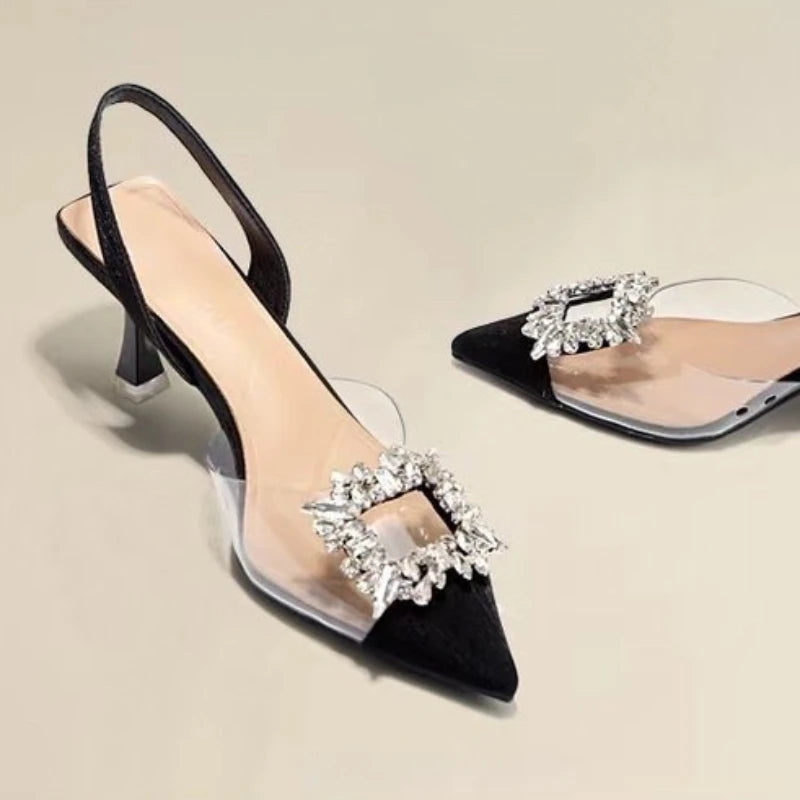 Celestia – Slingbacks en PVC cristal avec broche scintillante