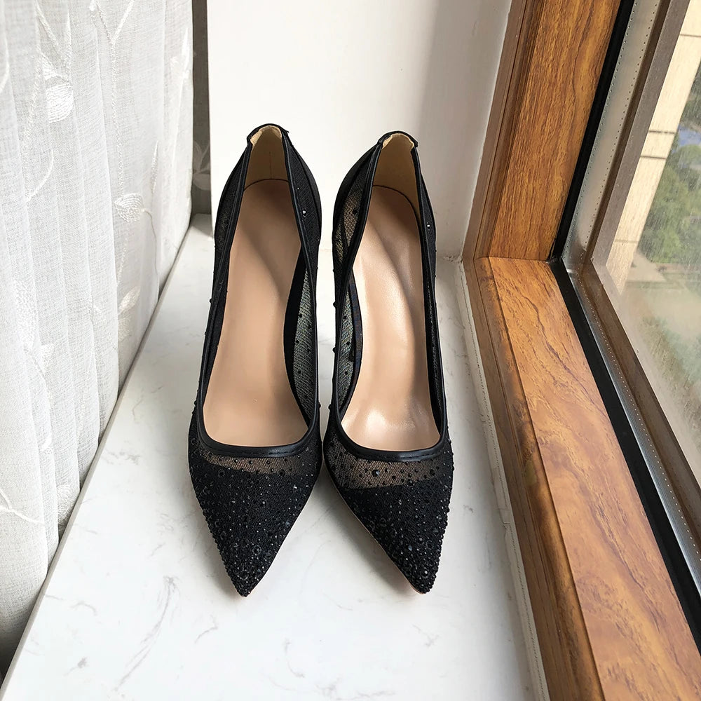 Nocturna – Escarpins Mesh avec Strass