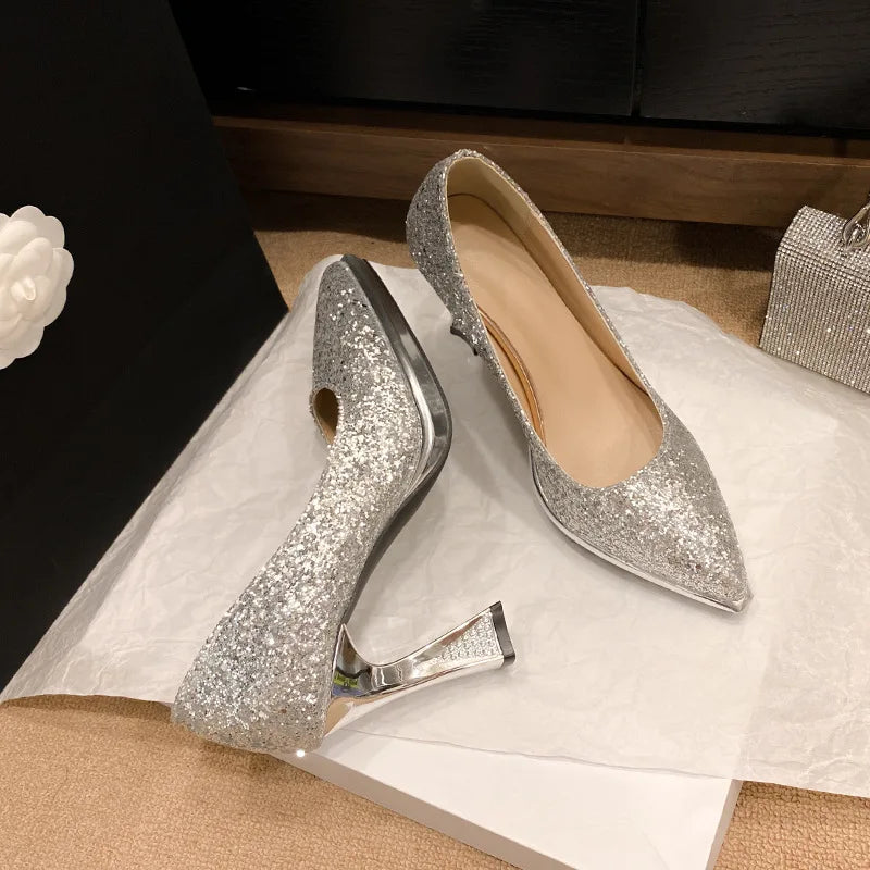 Elysia – Escarpins Glitter à Talon Carré