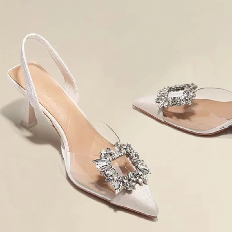 Celestia – Slingbacks en PVC cristal avec broche scintillante