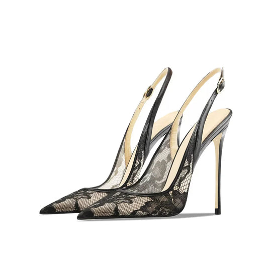 Élégia – Escarpins en Dentelle Slingback