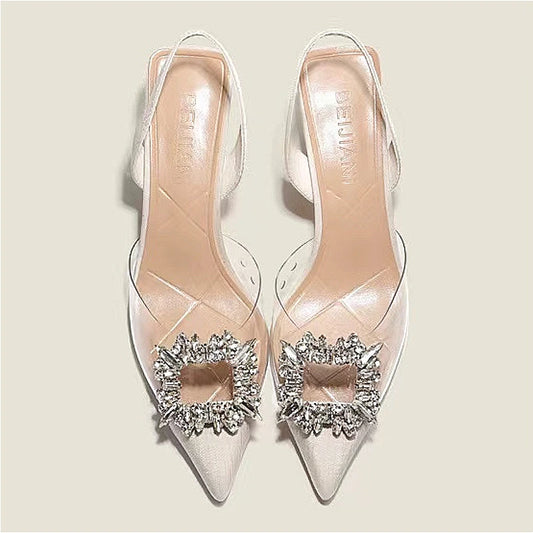 Celestia – Slingbacks en PVC cristal avec broche scintillante