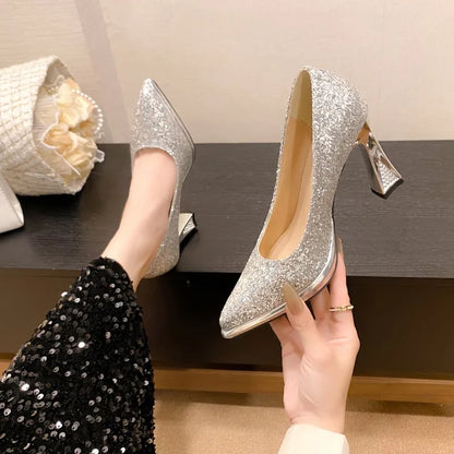 Elysia – Escarpins Glitter à Talon Carré